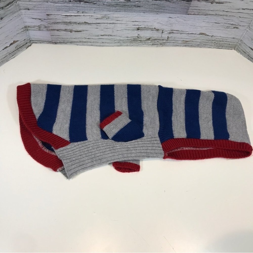 Looking good Dog Sweater Striped Blue and Grey size Med